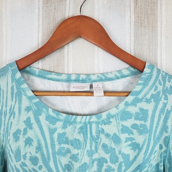 Chico's Long Sleeved Tshirt Blue Size‎ 1 Medium - Picture 2 of 8